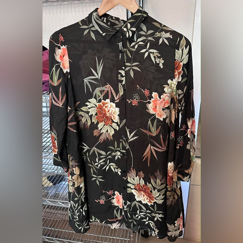 Zara Floral Print Maxi Shirt Dress - Picture 4 of 5